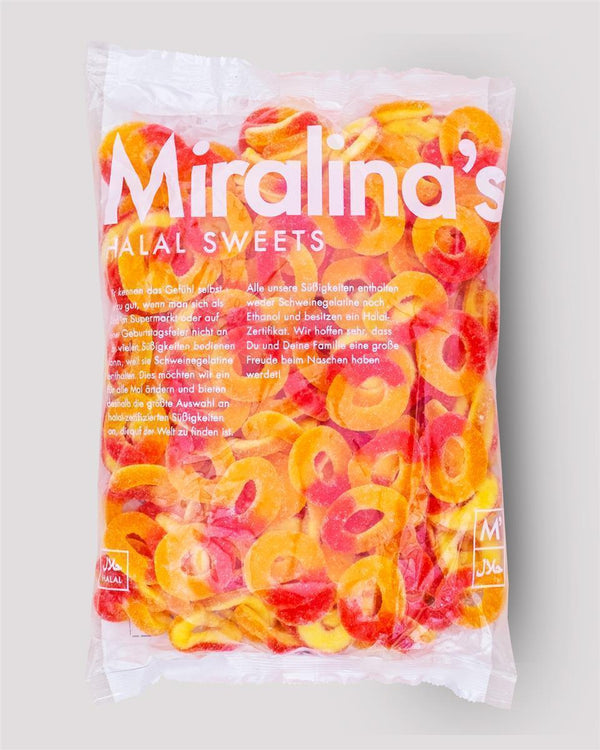 24 x 500g perzikringen - Miralina's Halal Snoepjes