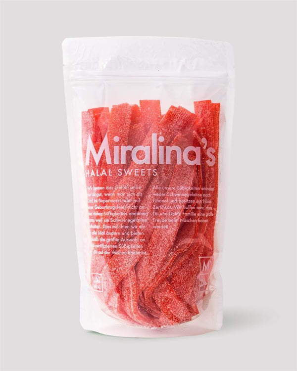 Rubans acidulés à la fraise (500g) - Miralina's Halal Sweets